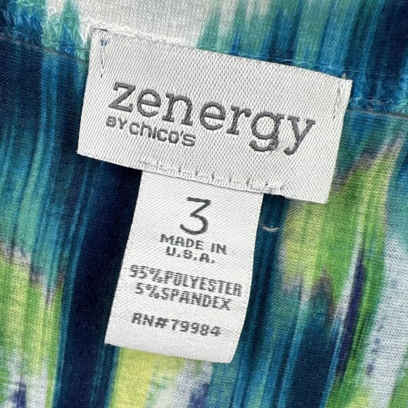 Chicos Zenergy Women's Top XL Pullover Blue Green Southwest Aztec Pullover - Picture 3 of 6